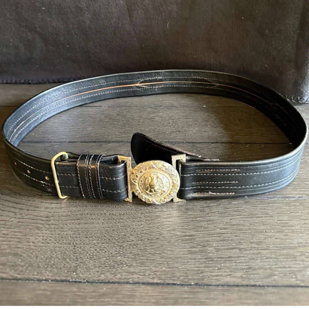 Hilborn-Hamburger Inc Black Leather 36 Military Dress Sword Belt‎ Eagle Buckle